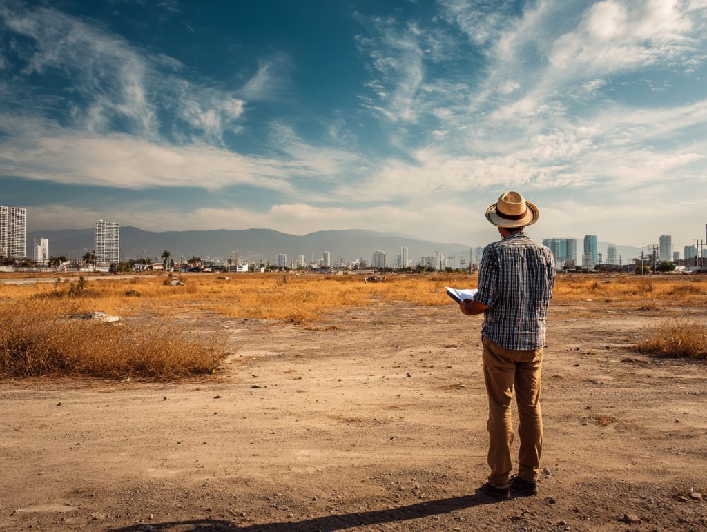 Persona evaluando terreno urbanizado para adquirir con crédito hipotecario en SLP